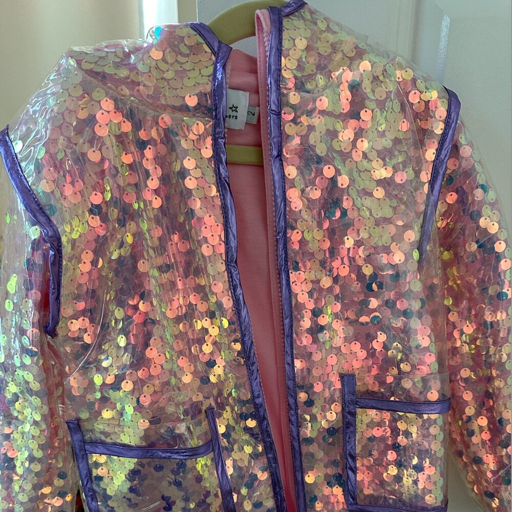 Lola + The Boys Sequin Girls Rain Jacket 2T